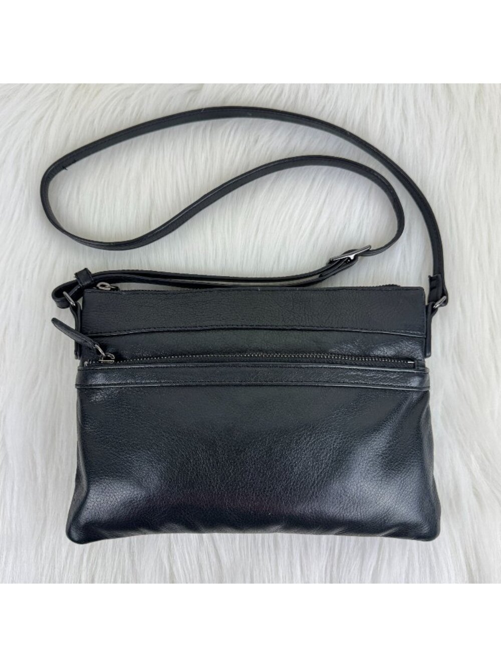 Women's Margot Black Crossbody Genuine Leather Bag Handbag Purse Black 10"x7"x1"